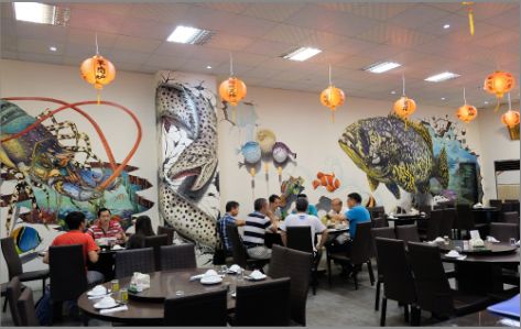 会泽海鲜餐厅墙体彩绘